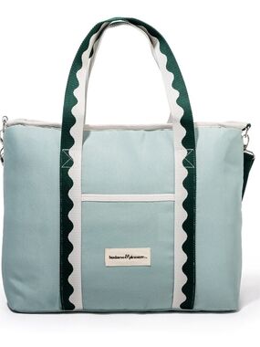 Business & Pleasure Mint Green Canvas Tote with Dark Green Trim